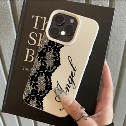 Elegant Black Lace Soft Phone Case with Shockproof Lens Protection for Poco X5 (T18193Antique white)