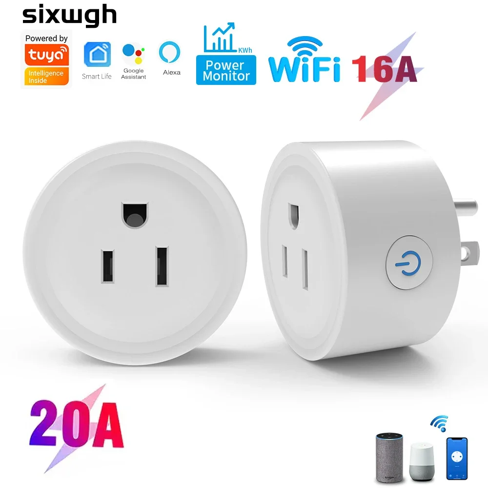 Умная розетка JHJCH с Wi-Fi и американской вилкой, 16 А, приложение Cozylife, дистанционное двунаправленное управление и таймер управления Alexa Google Home