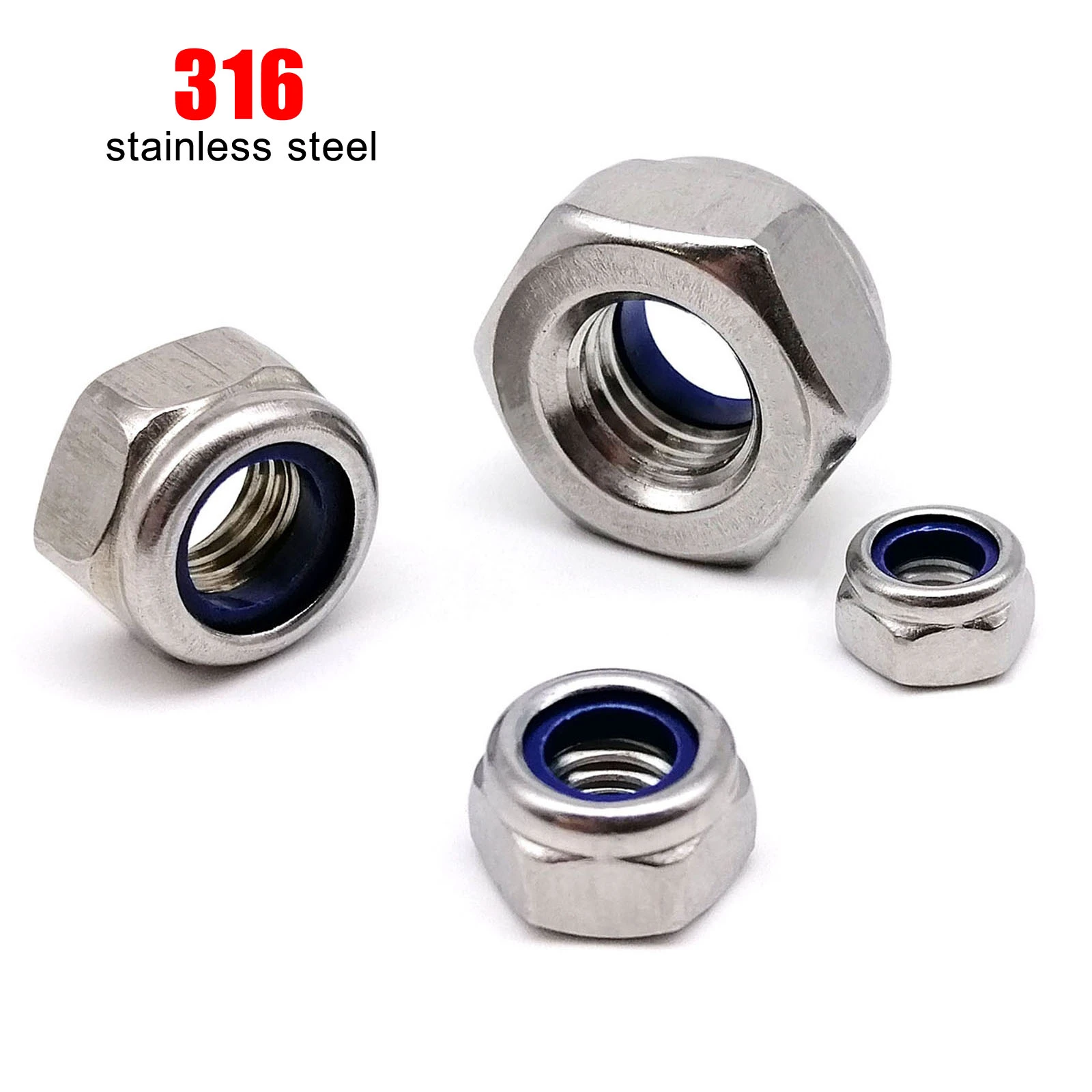Stainless Steel Nylock Nut Hex Lock Nuts Nylon Insert Stainless
