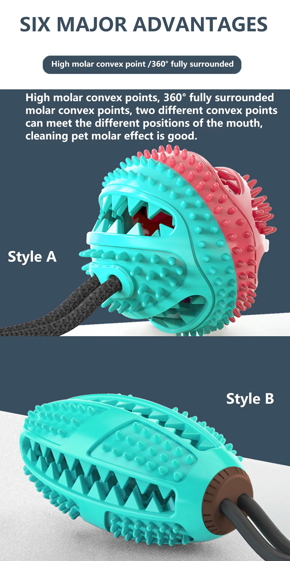 Durable rubber dog toy designed for heavy biting and tug-of-war.