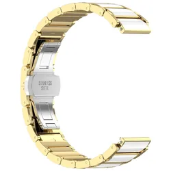 Elegant 18mm Ceramic Watch Strap with Durable Metal Butterfly Buckle - 18mm (Gold)