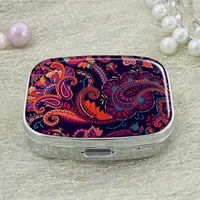 Safflower Pattern Medicine Box Medicine Box, Rectangular Decorative Medicine Box, Vitamin Pill Storage Box, for Pocket Wallet 1
