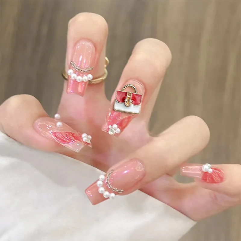 10PCS 3D 럭셔리 합금 가방 네일 아트 매력 용품 매니큐어 장식 손톱 장식 디자인 제품에 대 한 핸드백 액세서리