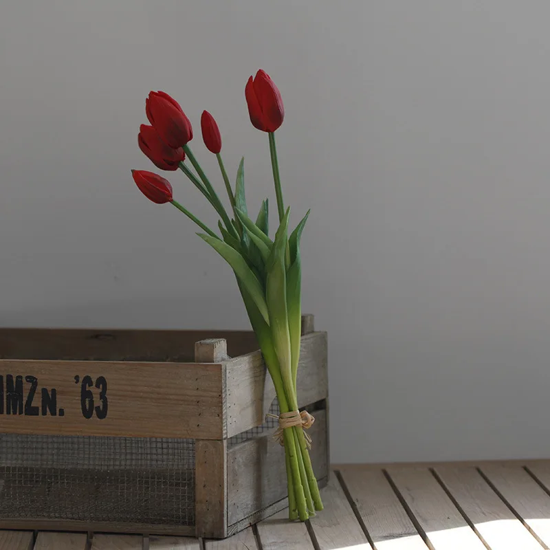 48 cm fünfköpfiges Tulpenbündel, hohe künstliche Blumen, Innendekoration, Hochzeit, Foto, Ornament, Blumenarrangement – Detail 15