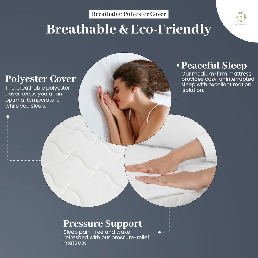 Full Size Mattress- 8 Inch Hybrid Mattress Full with High Density & Comfort Cold Foam - Eco-Friendly, Breathable Full Mattress 4