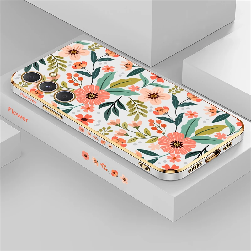 Elegant Plating Flower Shockproof Silicone Phone Case