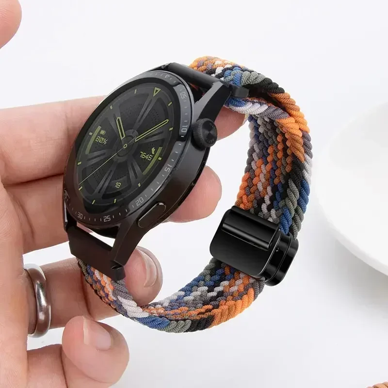 20mm 22mm Band for Samsung Galaxy Watch 6 5 4 40 44mm Gear S3 Active Magnetic Buckle Nylon Braided Strap for Amazfit GTR Watch