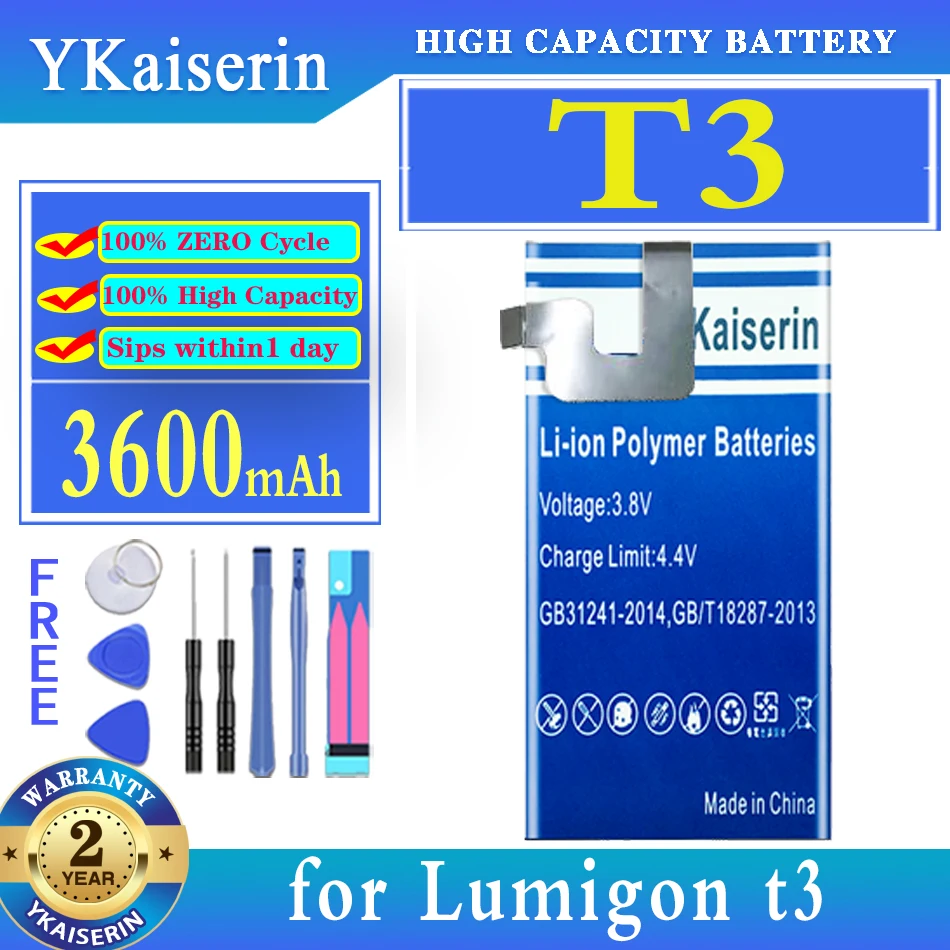 

YKaiserin 3600mAh Replacement Battery T3 for Lumigon t3 Moile Phone