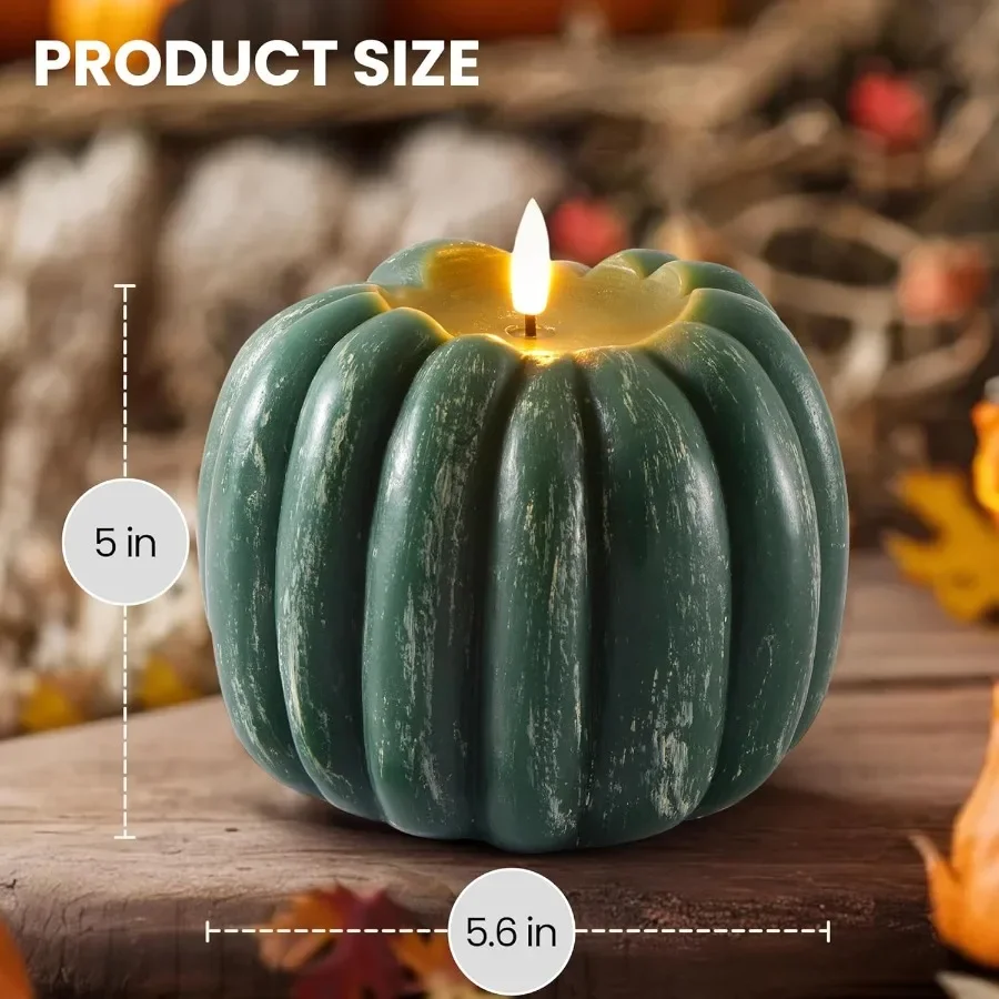 Fall Decorations for Home Flickering Flameless Wax Pumpkin LED Candle with Timer Remote Control Thanksgiving Gifts Autumn Farmh