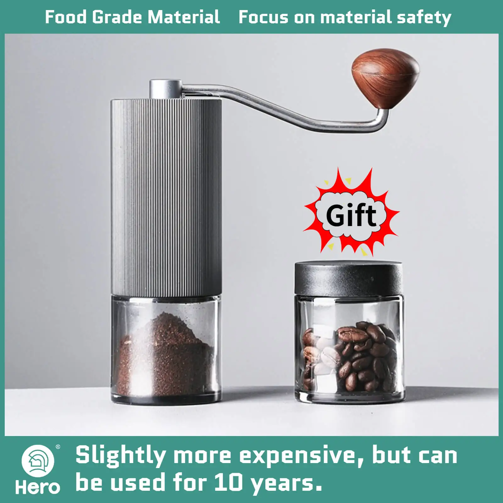 HERO Manual Coffee Grinder Stainless 
