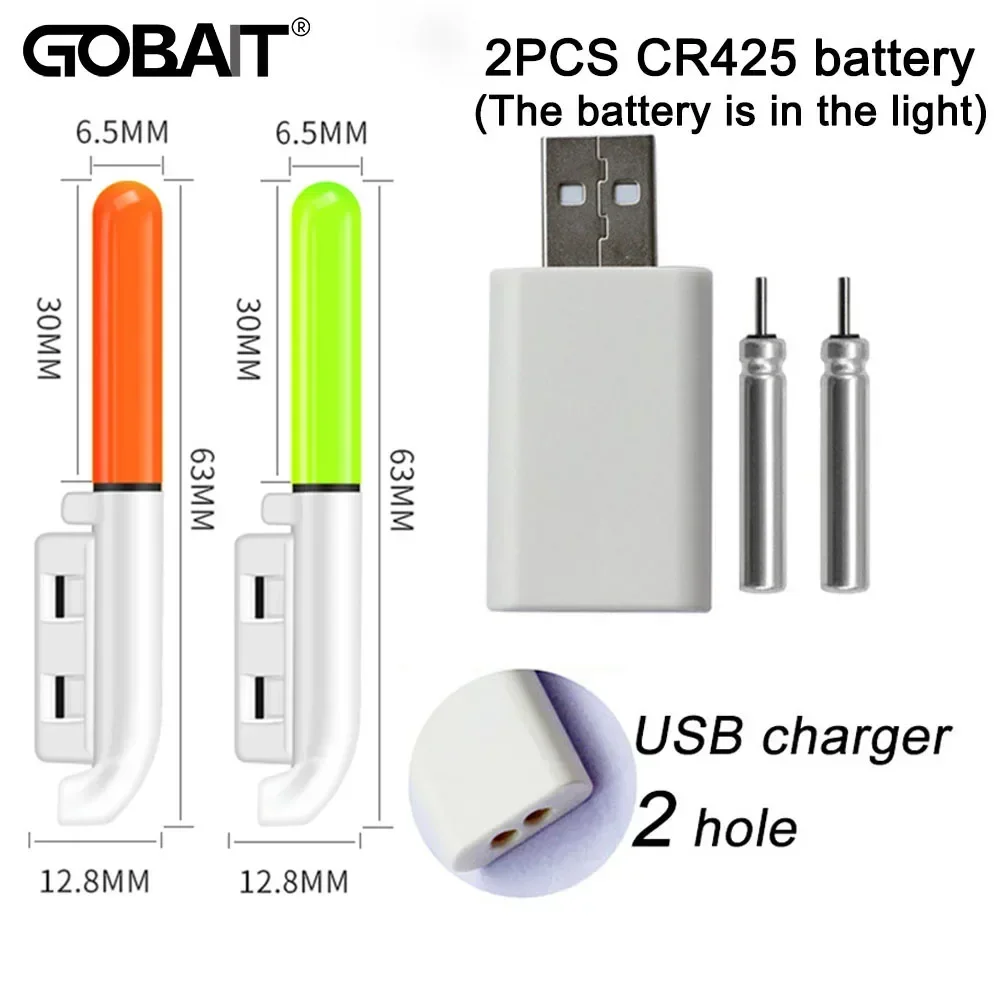 Canne à pêche lumineuse CR425 étanche avec batterie lithium 3.6V et recharge USB pour la pêche de nuit