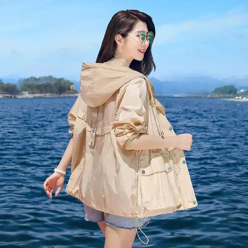 Women's Jacket With Hooded Sun Protection Clothing Women's Summer Thin Coat 2023 New Anti-Ultraviolet Breathable Shirt size 4XL