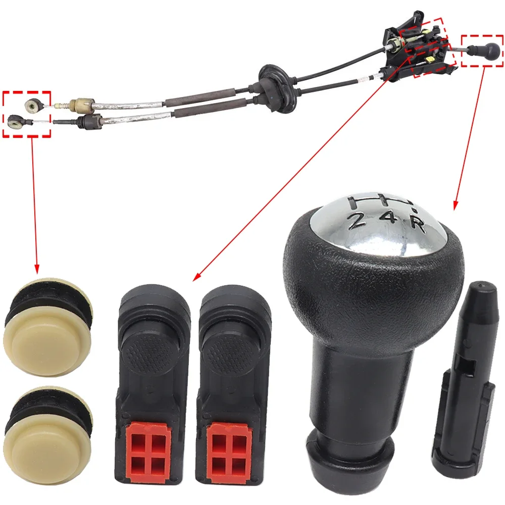 5 Speed Manual Gear Shift Cable Selector Linkage Bushing Chrome Knob Stick Repair Kit For Peugeot Partner B9 2008-Citroen