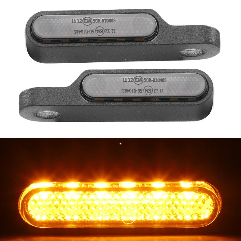 

2Pcs Left Right 12V Motorcycle Universal LED Turn Signal Blinker Running Light Smoked Lens Accessories for Bobber Chopper