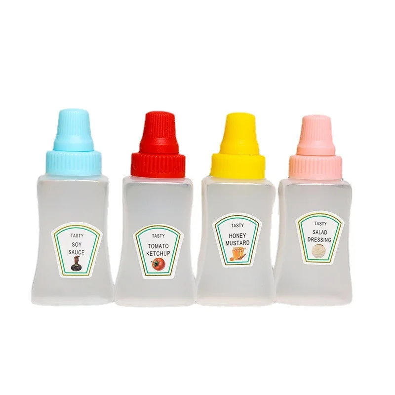 2pcs/set 25ML Mini Tomato Ketchup Bottle Honey Mustard Portable Small Sauce Container Salad Dressing Container Pantry Containers sauce container