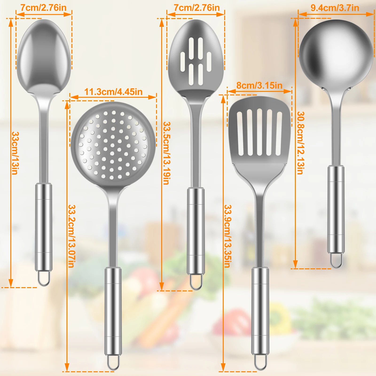 5Pcs Kitchen Cooking Utensils Set Stainless Steel Cooking Tools Reusable Kitchen  Gadgets Washable Spoons Spatula Cookware Set - AliExpress