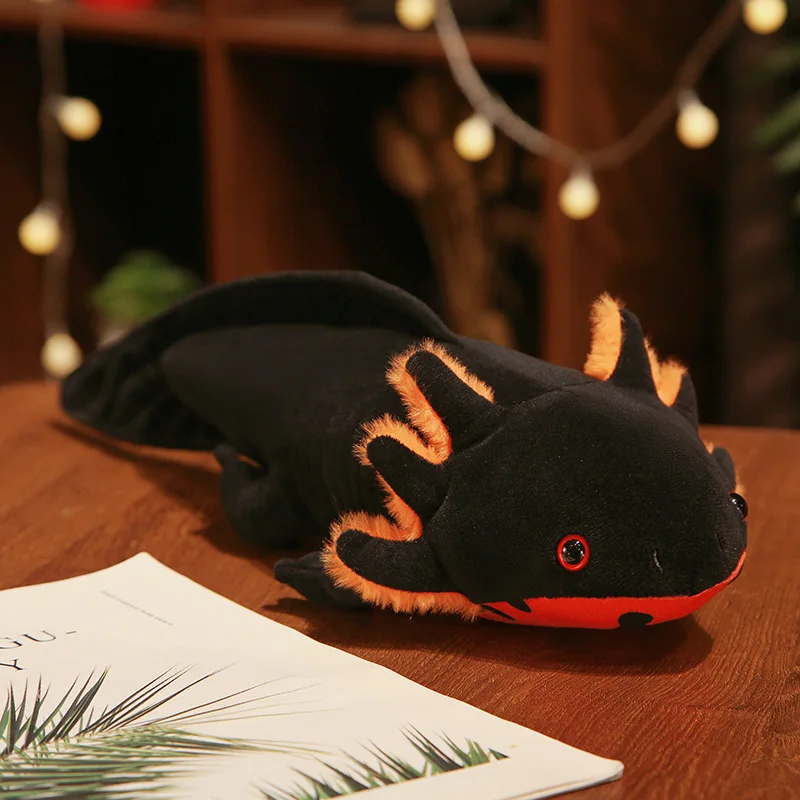 thumbnail image 1 of Peluche de tritón colorido kawaii de 23 a 80 cm, lindo axolotl, salamandra, peluche peludo, pez apacible, cojín de almohada largo, regalo para niños, 1 of 5