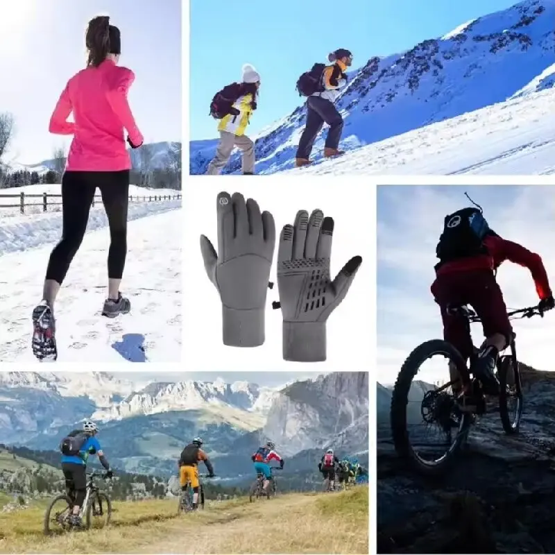 Touch Screen Cycling Gloves for Men & Women Warm Velvet Non-Slip Waterproof Autumn Winter Motorcycle Camping Ski Gloves 6