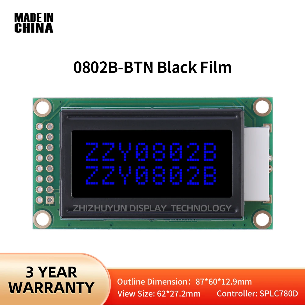 

Large Quantity Of Spot Goods 0802B BTN Black Film Blue Text Original ST7066U Chip 16PIN LCD Screen LCM Display Module