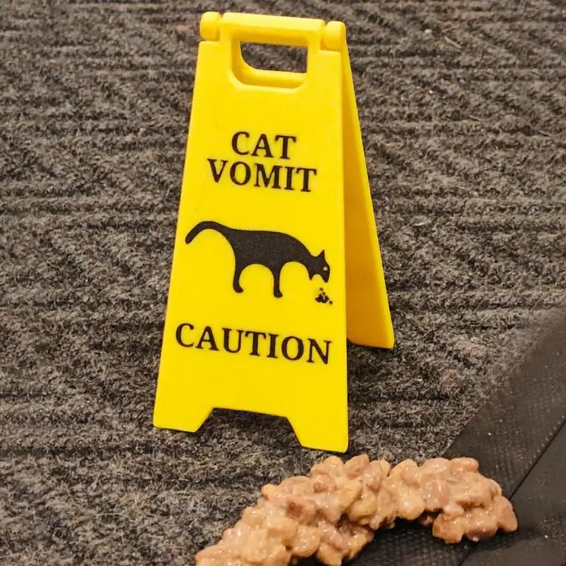 New Funny Cat Vomit Sign Bright Yellow Gift Dog Vomit Sign Yard Warning Signs Humorous Cat Decorations Crafts Pets supplies