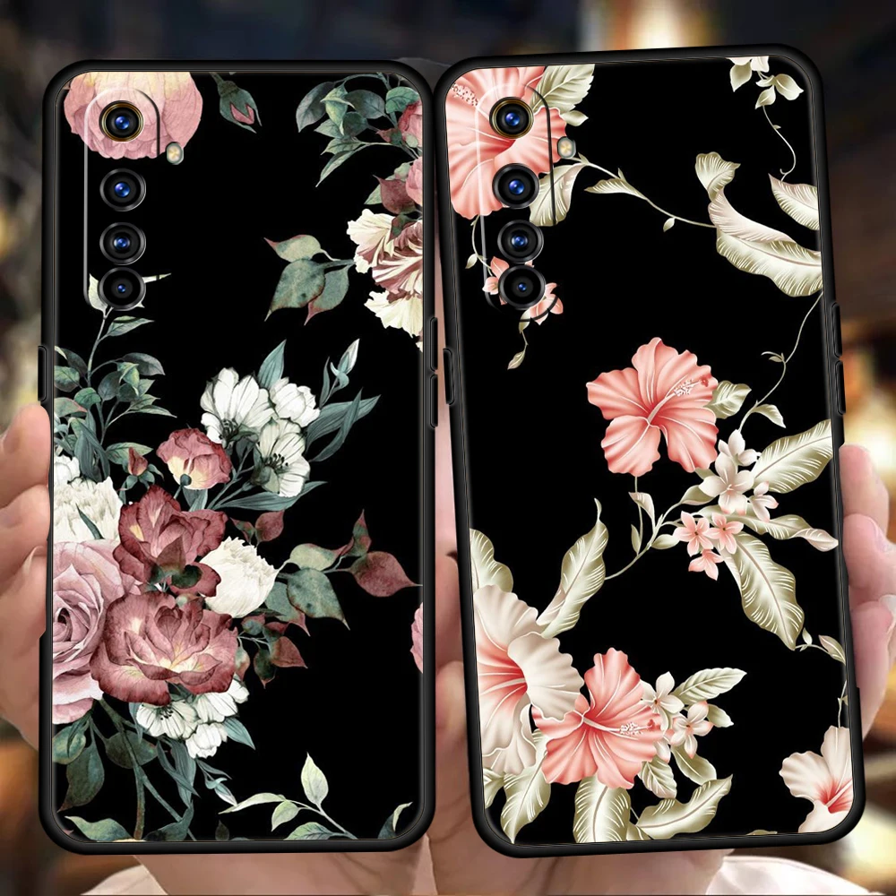 Sexy Trend Flowers Girl Phoen Cover Per Realme 8I 9I 9 8 7 6 Pro C25 C21 C11 C3 Gt2 Pro Plus 5G Silicone Antiurto Shell