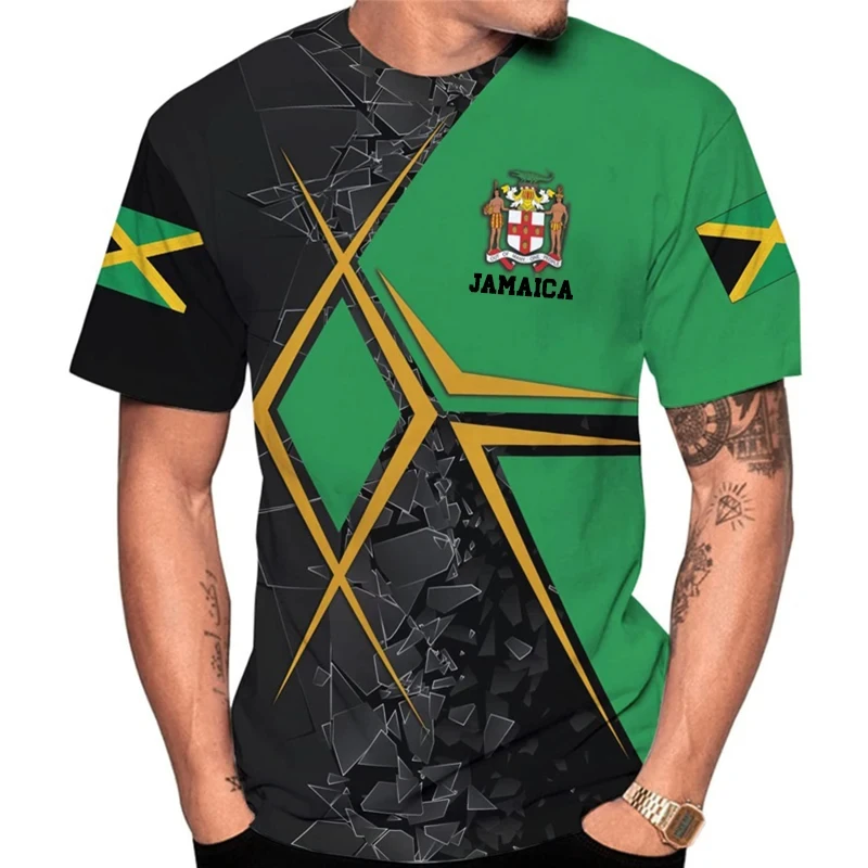 

Jamaican Flag Lion Graphic Men Women T-shirts Summer New Fashion 3d Print Jamaica Short-sleeved T Shirt Oversized Loose Male Top
