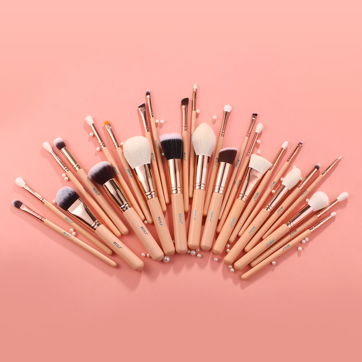 BEILI 5-28pcs 핑크 메이크업 브러쉬 세트 전문 천연 헤어 Kakubi 파우더 파운데이션 블러쉬 아이 브로우 블러쉬 브러쉬 뷰티 도구