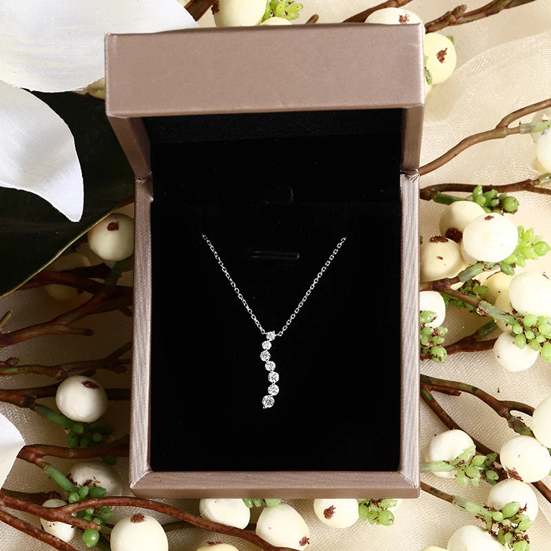 

Real 18K White Gold Pendant VVS Lab Diamond Rose Gold Chain Fine Jewelry for Women Engagement Gift For Party Anniversary