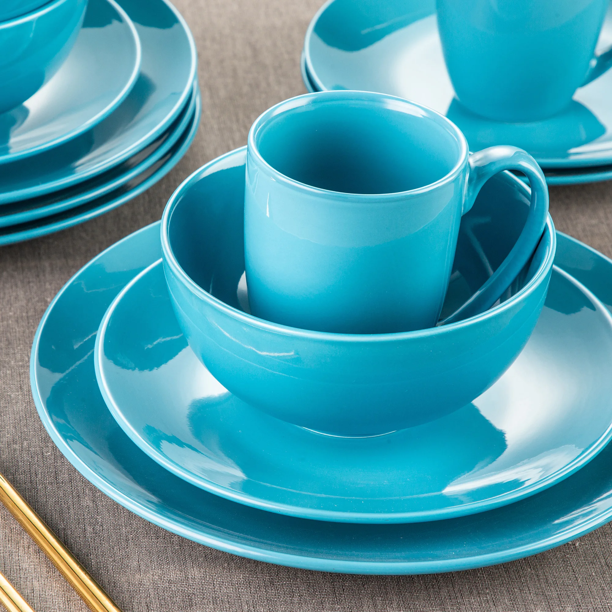 LOVECASA DS 16/32/48 Piece Ocean Blue Ceramic Porcelain Dinnerware