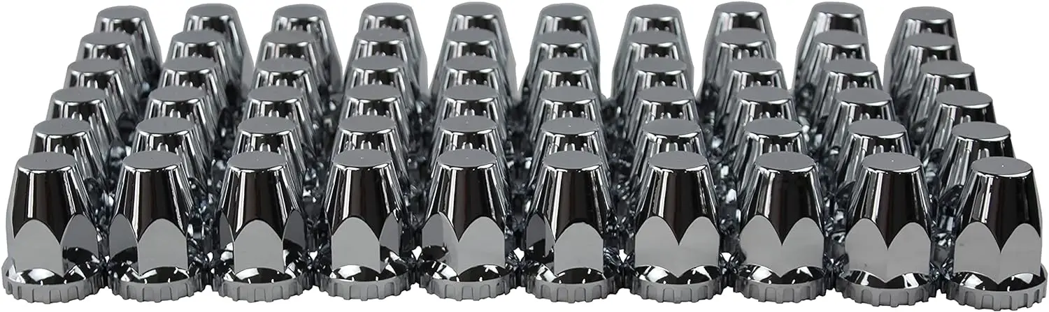 Chrome Hub Cover Kit Semi Truck 33mm Lug Wheel Axle Covers Front & Rear Spiked