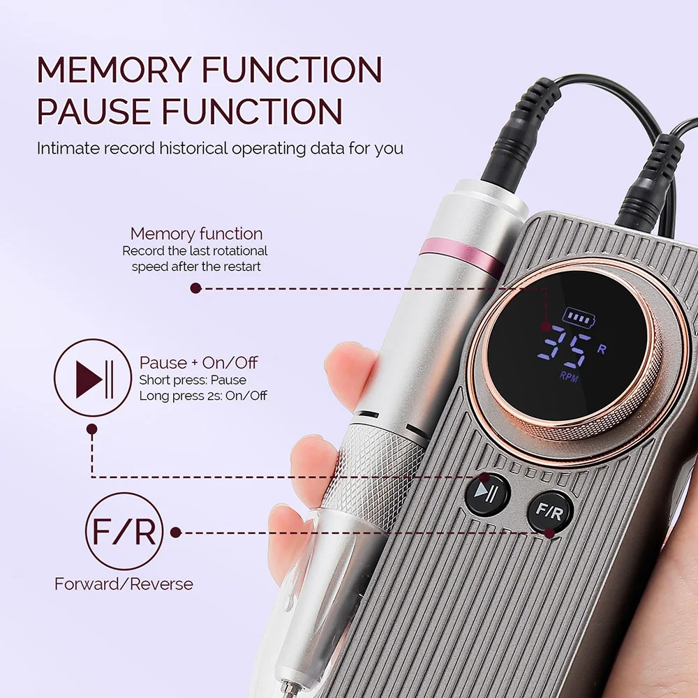 35000RPM Wireless Use Nail Drill Machine 1200mAh Nail Drill Milling Sander Nail Art Manicure Grinder Nail Polisher Cutter Kit