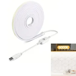 USB-Powered Waterproof Neon LED Strip Lights - 3m (6000K White light)