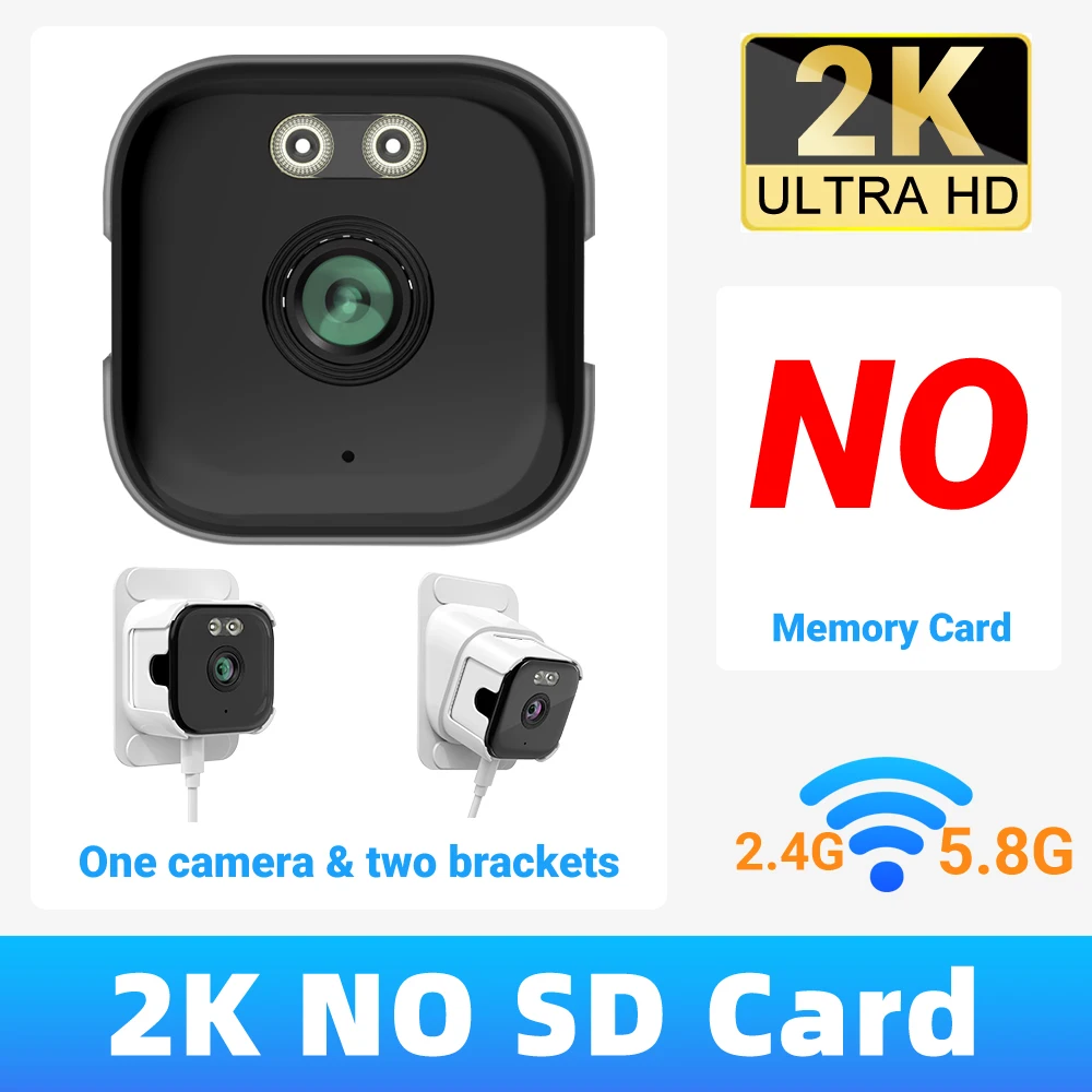 2K QHD 스마트 윈도우 카메라, 홈 보안을 위한 2.4G/5G WiFi 실내 카메라 컬러 나이트 비전 모션 감지 24/7 녹화