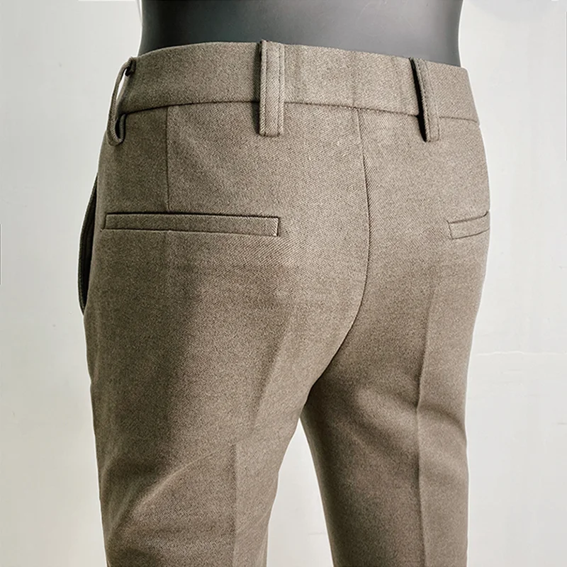 Autumn Winter Woolen Suit Pant Men Business Slim Dress Pants Streetwear Formal Fashion Social Casual Trousers business pants suit pants men pants