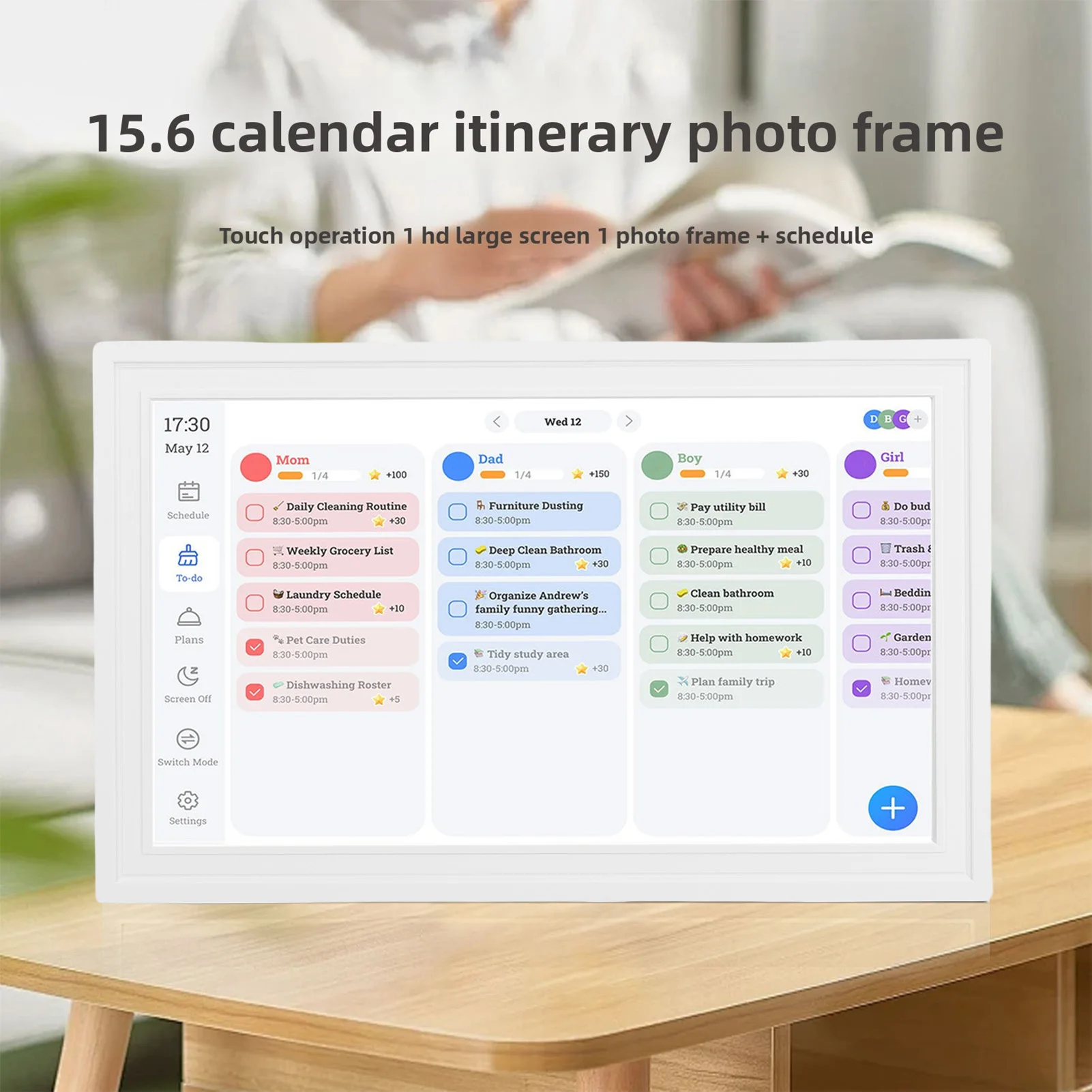 【HOT】Smart Digital Calendar 15.6 Inch HD Touchscreen WiFi Digital Picture Frame Family Calendar Planner with APP for Android 9.0
