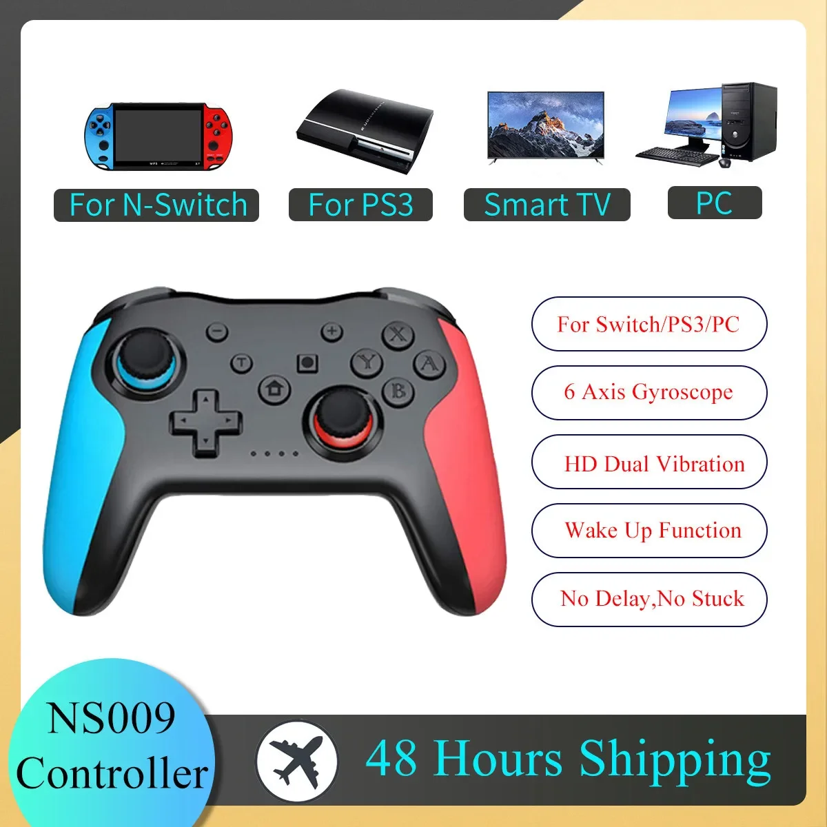 Manette de jeu universelle sans fil Bluetooth Vibration SIXAXIS Controller pour Switch Pro