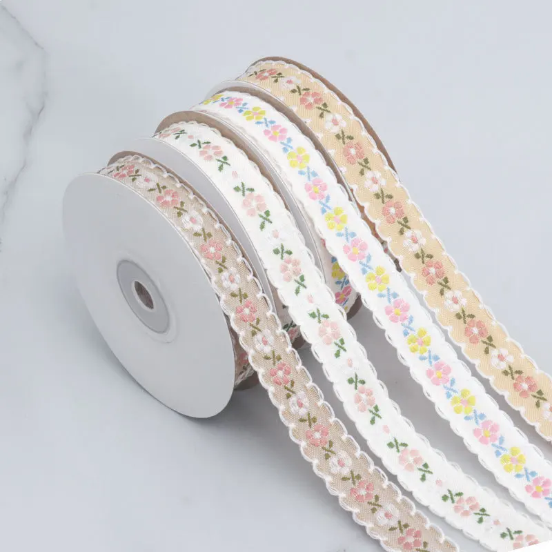 자수 작은 꽃무늬 우븐 모자 활, 수제 DIY 우븐 재료, 우븐 액세서리, 리본 선물 장식, 2 개