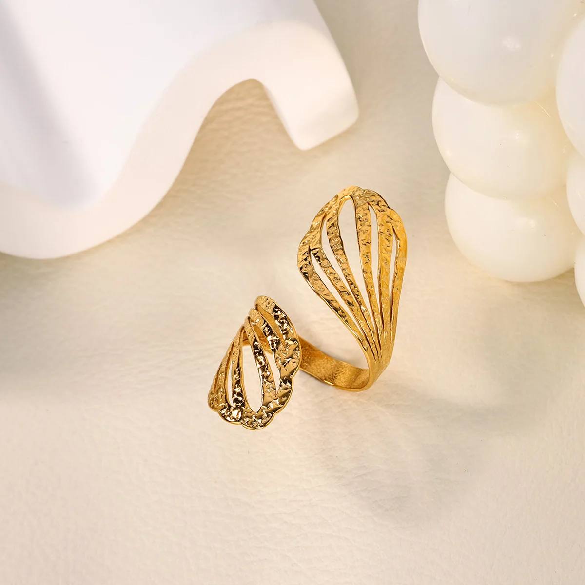 Wing Feather Rings Stainless Steel Geometric Fashion Jewelry for Women