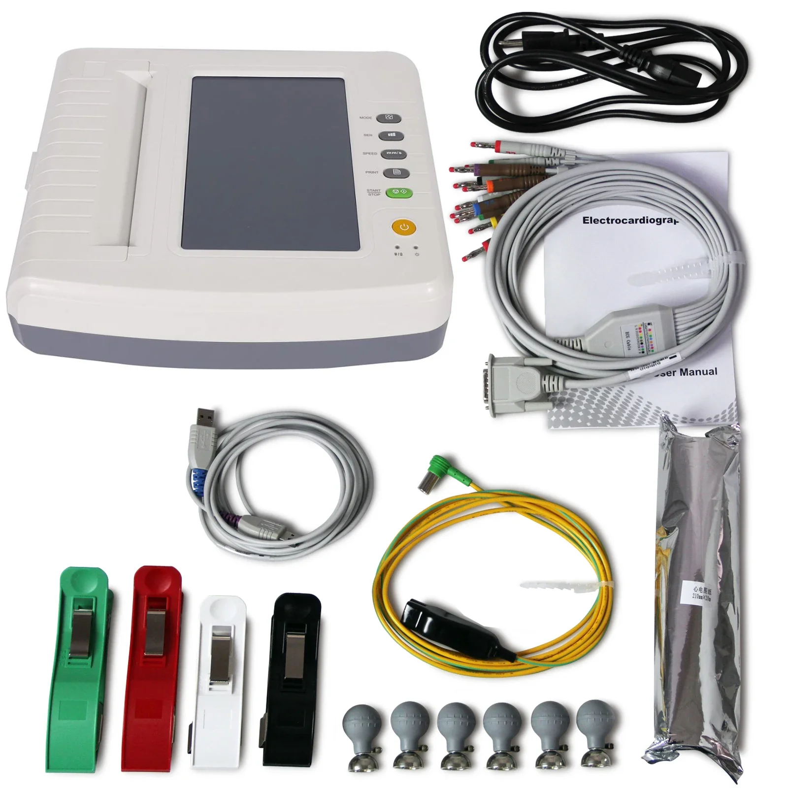 ECG1212G ECG Multi-Parameters 12-lead Electrocardiogram Multi-language Interface Measuring Diagnosing Automatically