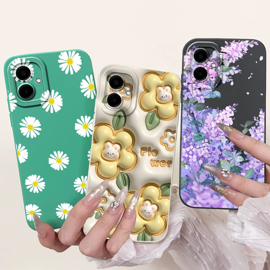 Phone Case Phone Protector Cover For Samsung Galaxy A06 A065F Soft Silicone TPU Flower Girly Fashion Case Cover Bumper Fundas