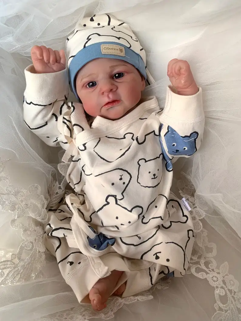 NPK 19inch Reborn Baby Doll Twins Elijah Make-up Handmade 3D Skin Multiple Layers Painting Collectible Art Doll 6