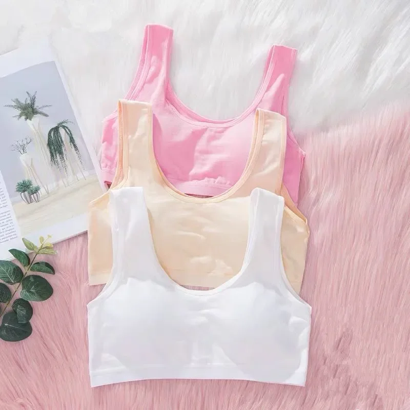 4pc/Lot Children's Sports Bra Kids Training Fixed Double Layer Inserts Teens Teenage Lingerie Underwear 8-15Y