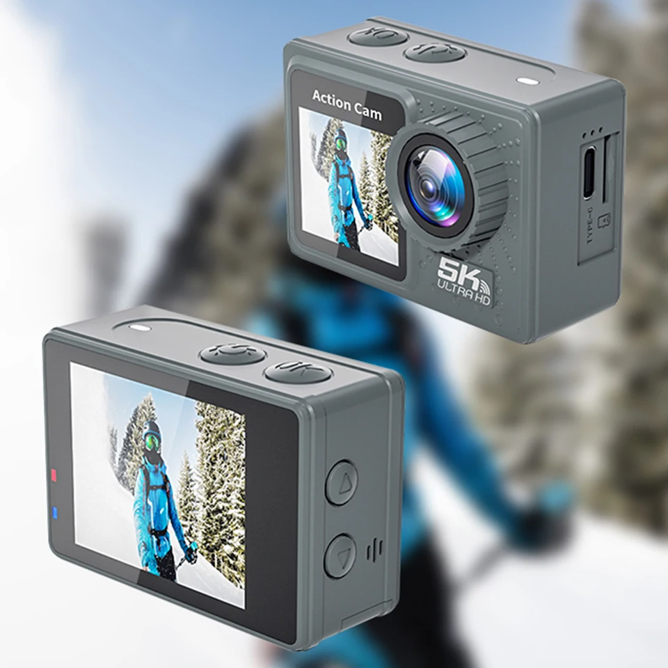 5K 4K Waterproof Action Camera with Dual Screens