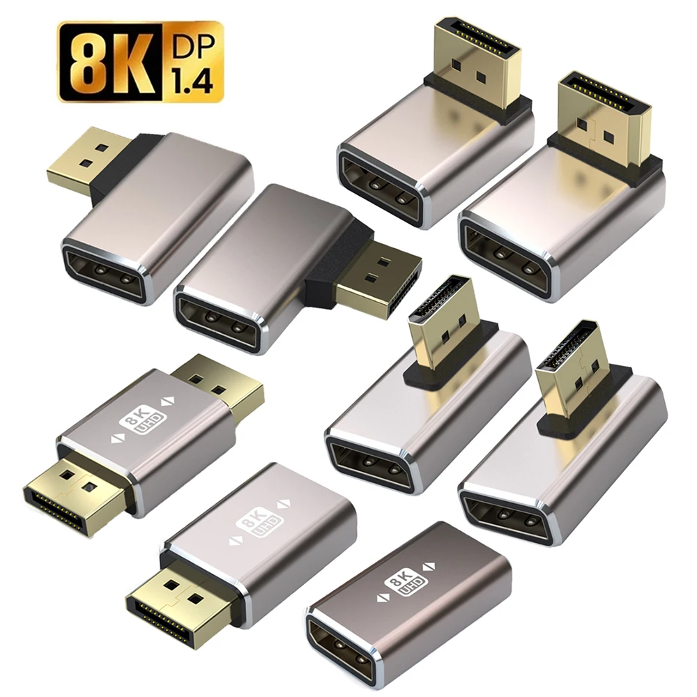 

Позолоченный адаптер DisplayPort1.4 Поддержка 8K @ 60Hz 4K @ 144Hz HDR Video Alloy Shell DP кабель-удлинитель для монитора настольного компьютера