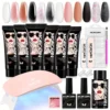 Morovan Poly Gel Nail Kit Starter Kit: 6 Colors with U V Lamp Complete Nail Extension Poly Gel Kit for Beginners 1