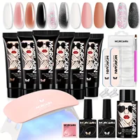 Morovan Poly Gel Nail Kit Starter Kit: 6 Colors with U V Lamp Complete Nail Extension Poly Gel Kit for Beginners 1