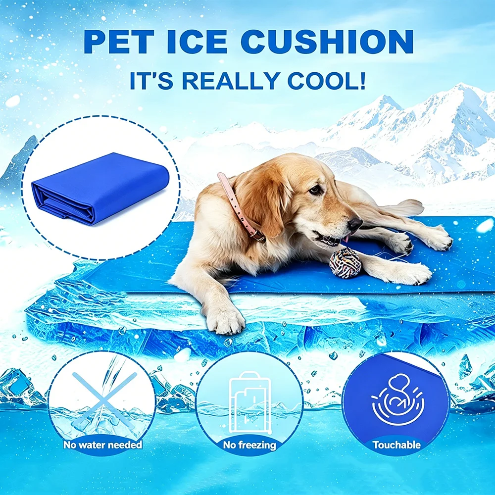Colchoneta refrescante de gel para mascotas, resistente al desgaste, con esponja para aliviar el calor, cojín transpirable para dormir, ideal para perros y gatos pequeños y medianos._voghion.com