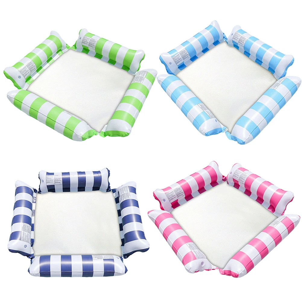 PVC Inflatable Hammock Bed Comfortable Stripe Water Floating Bed Portable Leak Proof Lightweight for Summer Pool Supplies