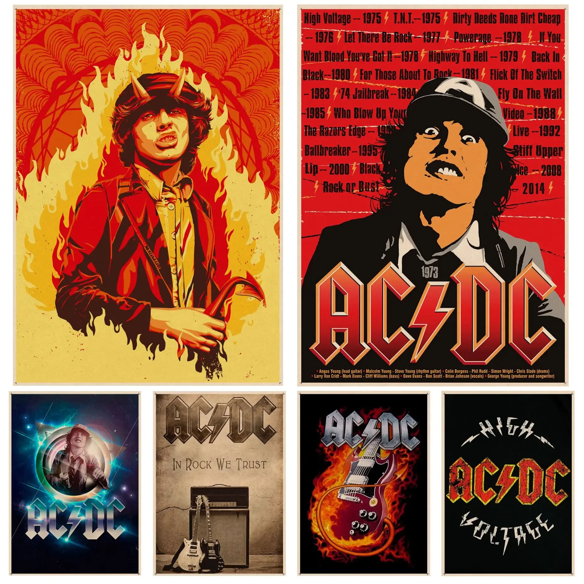 

AC∕DC Band классические киноплакаты из крафт-бумаги винтажный плакат на стену художественная живопись кабинет домашний декор