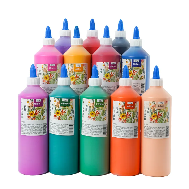 Acrylic Paint 500ml Acrylic Pigment for Cartoon Graffiti Kite Plaster Doll Wall Paint for Children and Artist 500ml acrylic paint diy painting pigment textile paint for artists ceramic stone wall craft paints color pigments